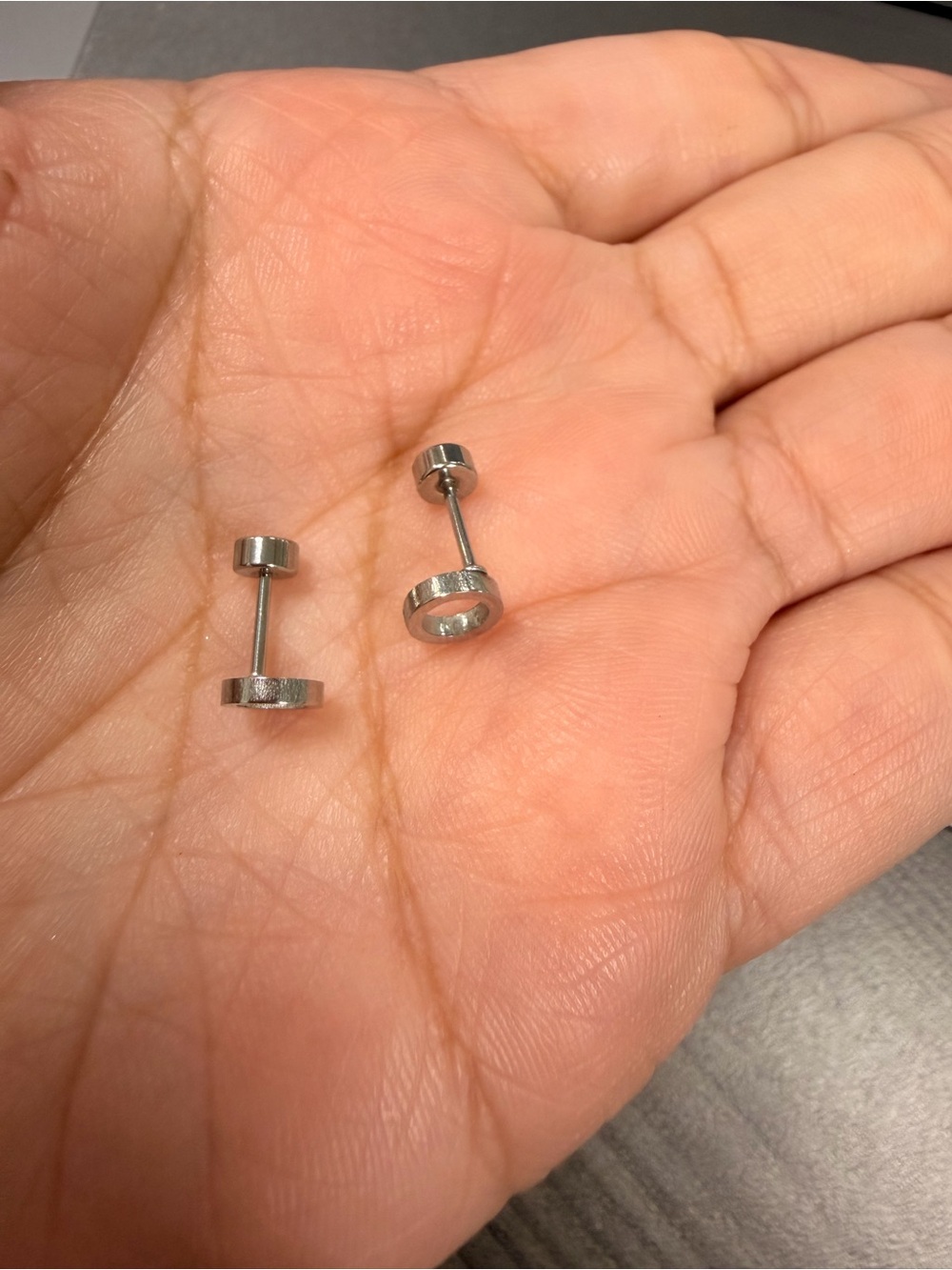 Silver Stainless Steel Barbell Stud Earrings - Minimal Women Jewelry